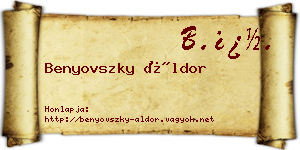 Benyovszky Áldor névjegykártya